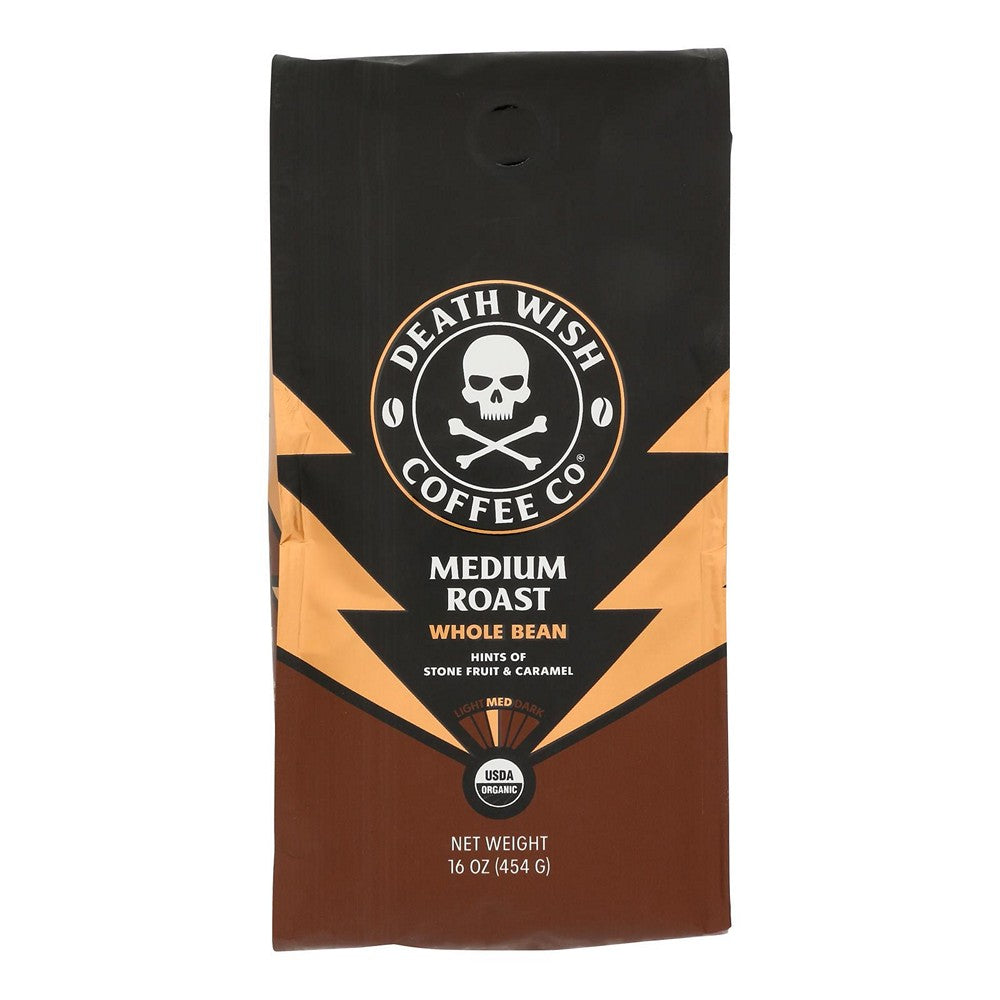Death Wish Coffee - Coffee Medium Rst Whole Bean - Case of 6-16 OZ