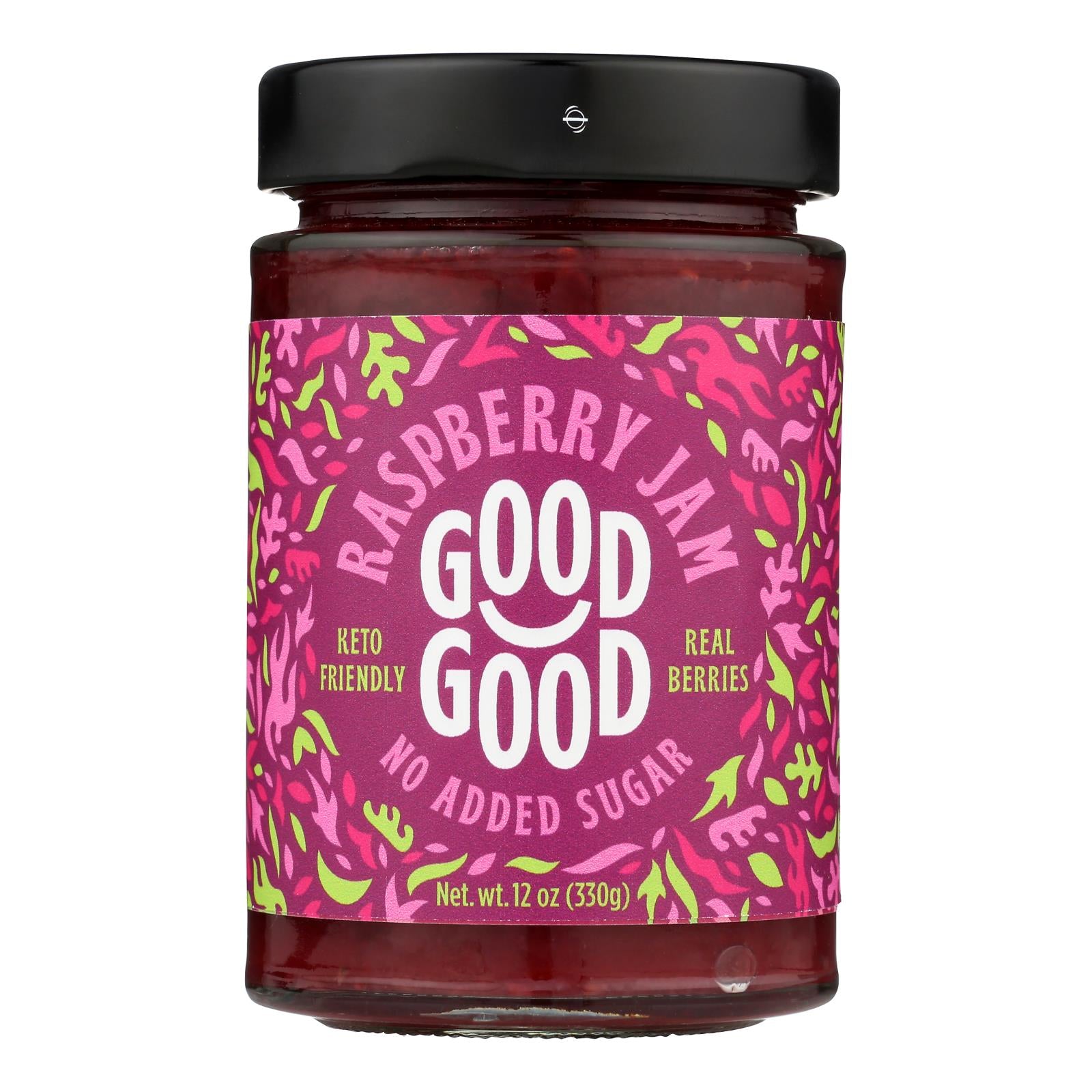 Good Good - Jam Raspberry No Sugar - Case of 6-12 Ounce