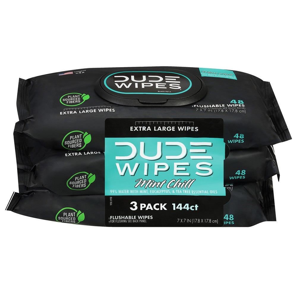 Dude Wipes - Wipes Mint Chill 3 Pack - Case of 4-144 CT