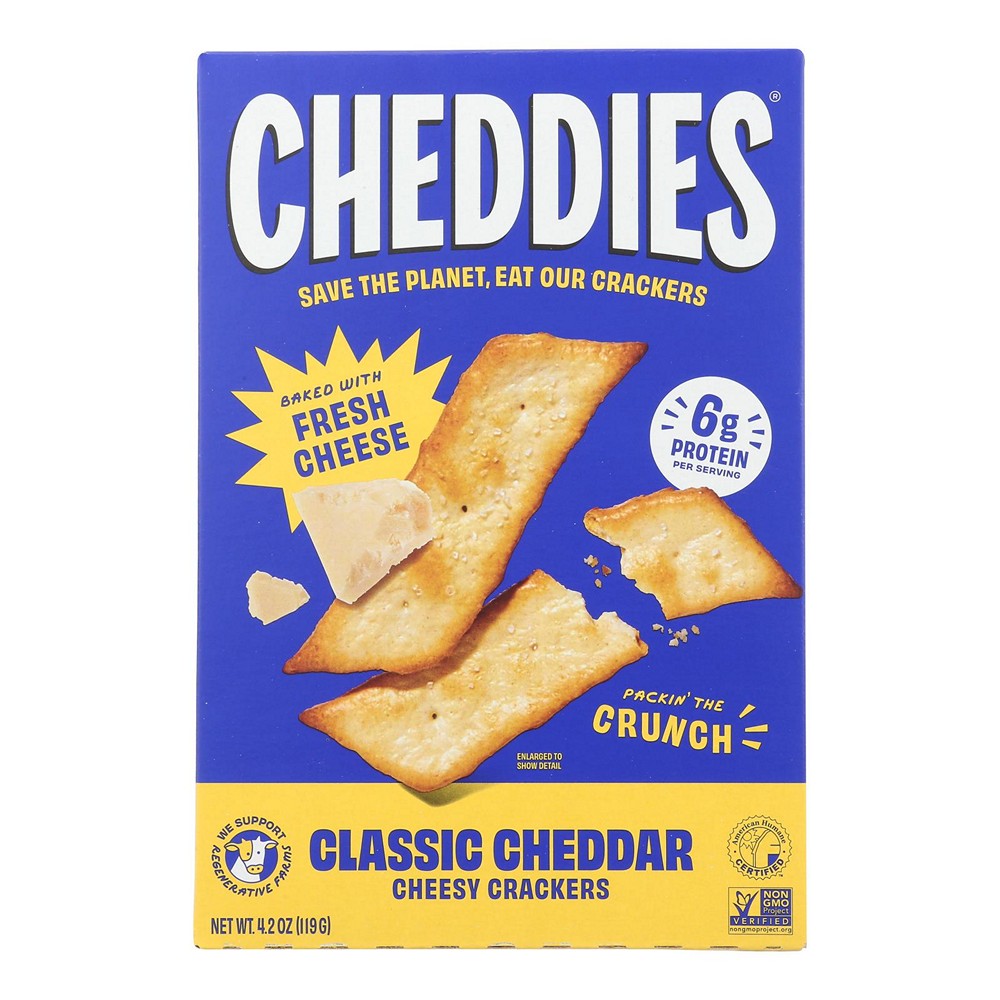 Cheddies - Cracker Organic Cheddar Classic Sea Salt - Case of 6 - 4.2 Ounces