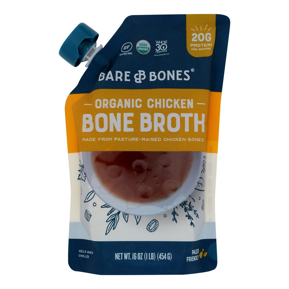 Bare Bones Broth - Bone Broth Organic 2 Chicken Classic - Case of 8-16 Fluid Ounces