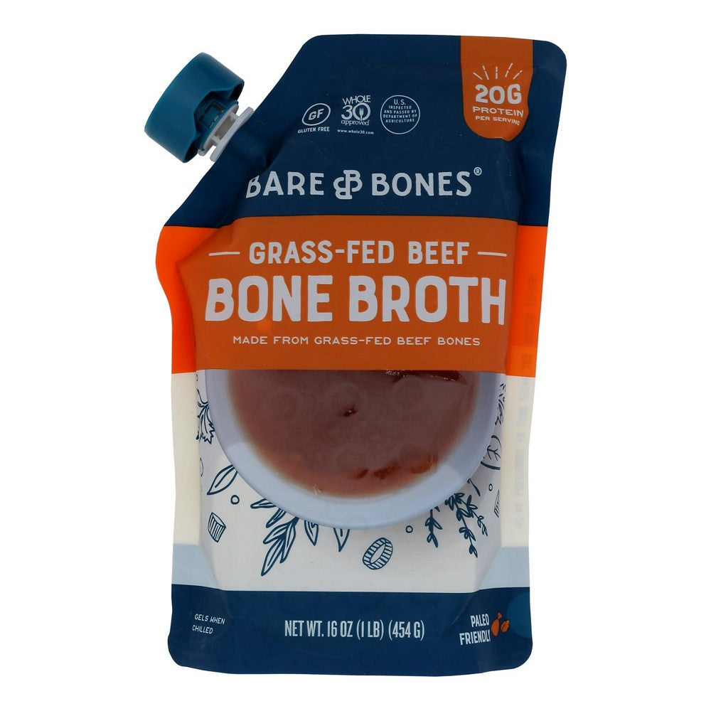 Bare Bones Broth - Bone Broth Beef Classic Grass-Fed - Case of 8-16 Fluid Ounces