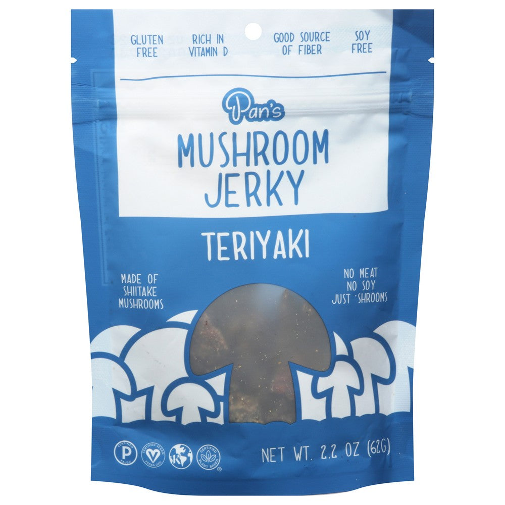 Pans Mushroom Jerky - Mushroom Jerky Teriyaki - Case of 6-2.2 OZ