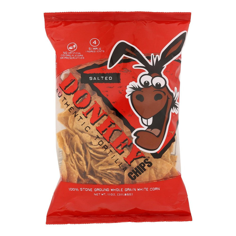 Donkey Chips - Tortilla Chips Salted - Case of 12 - 11 ounces