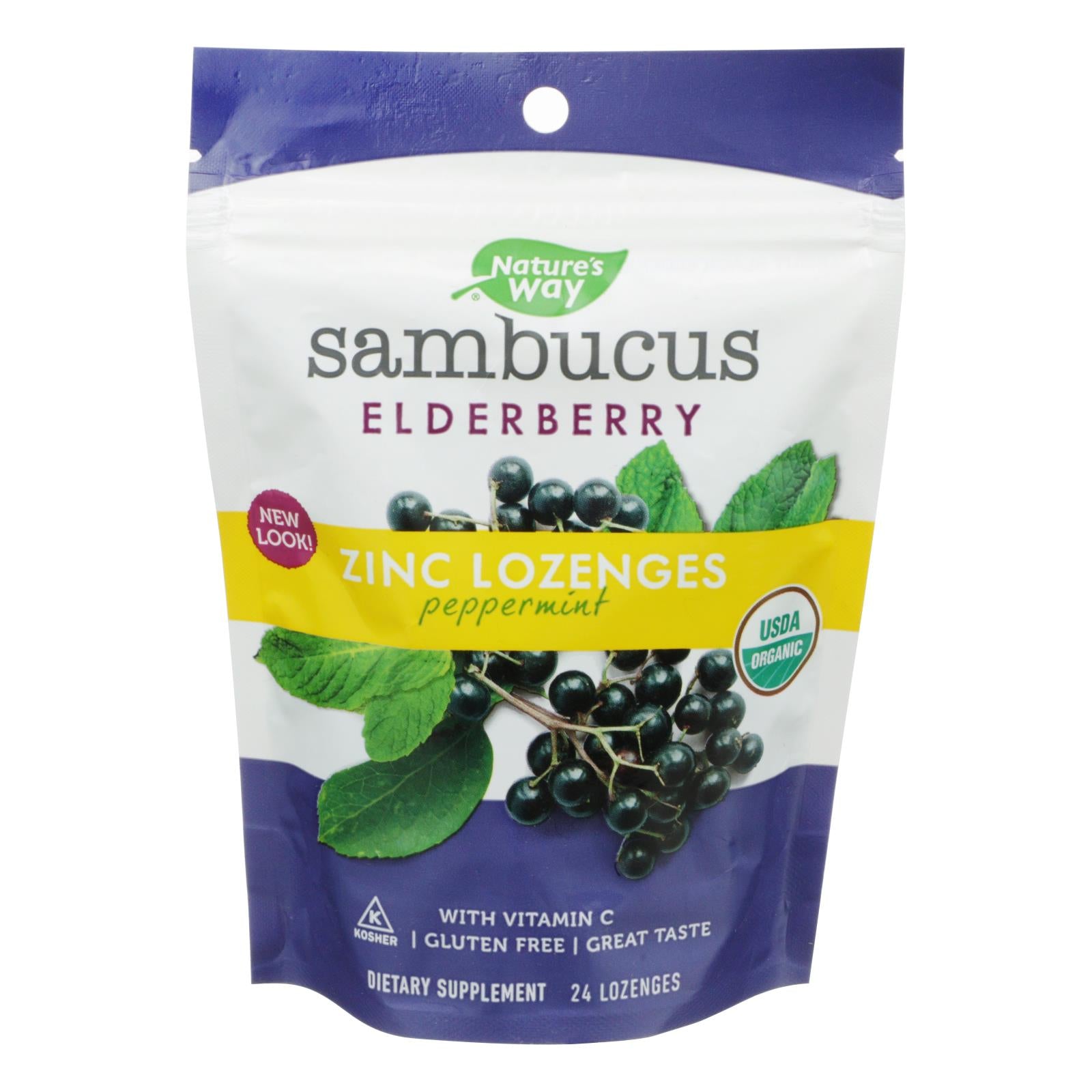 Nature's Way Sambucus Mint Flavored Zinc LOunceenges - 1 Each - 24 Count