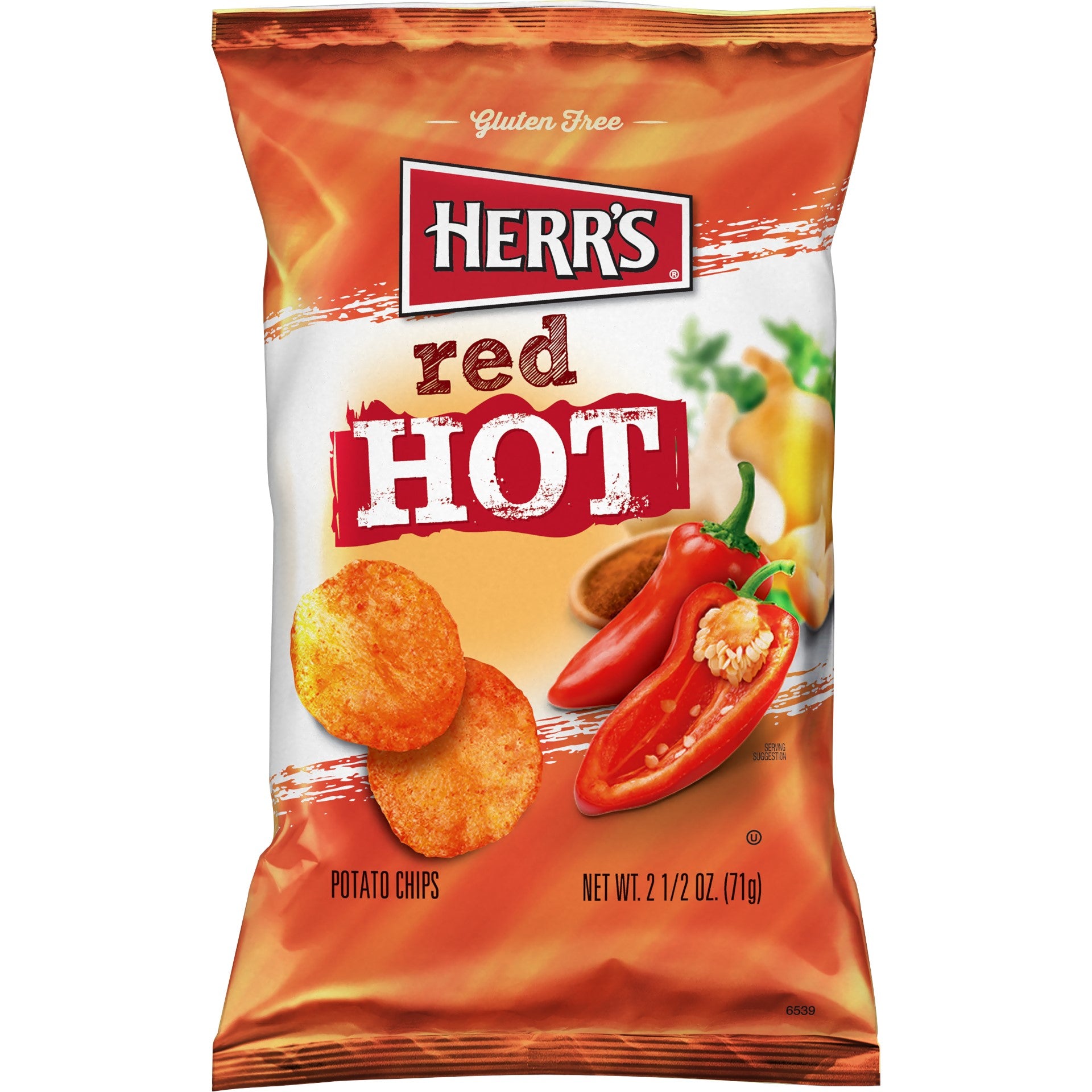 Herr Brands Red Hot Chips 2.5 Ounce Size - 12 Per Case