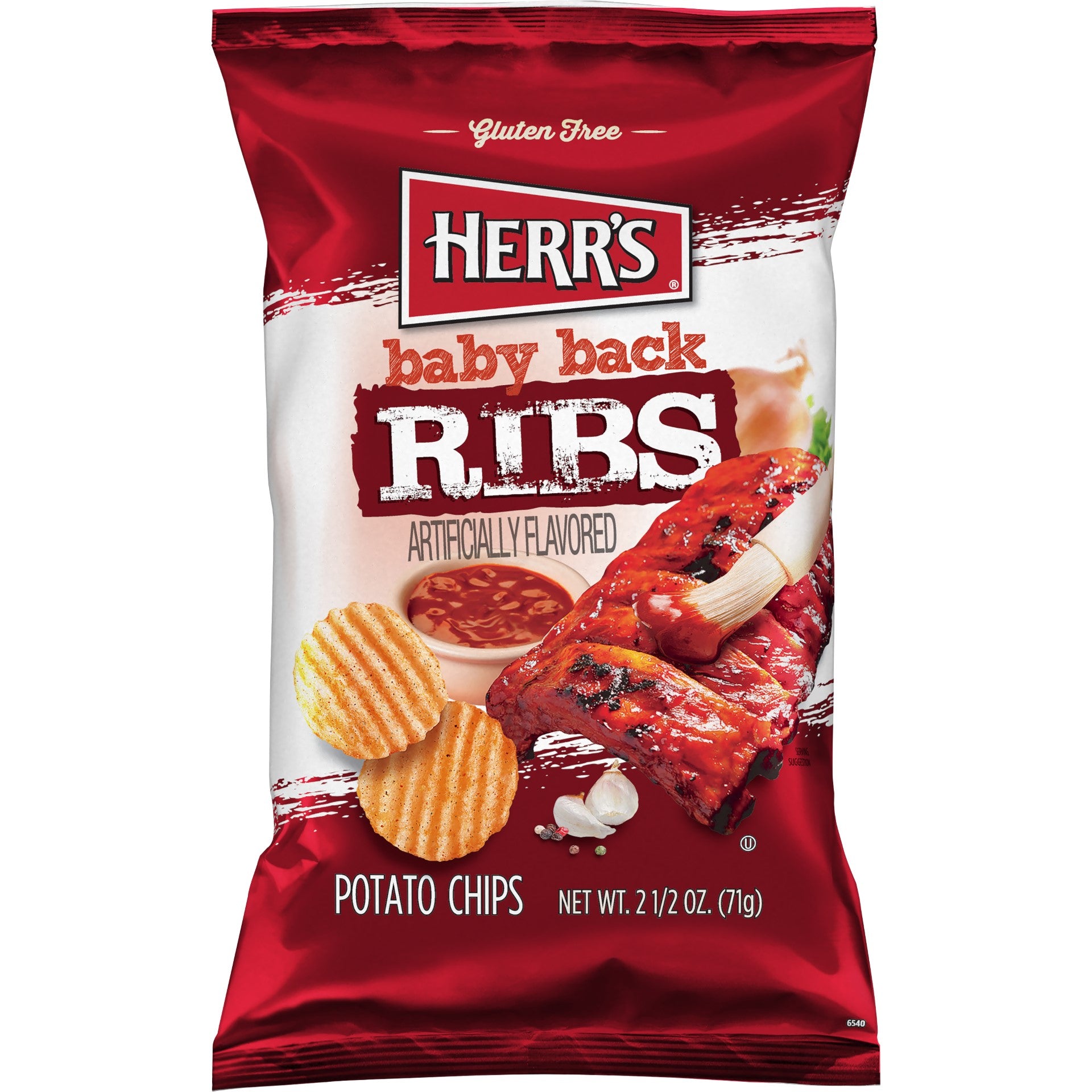 Herr Brands Baby Back Rib Chips 2.5 Ounce Size - 12 Per Case