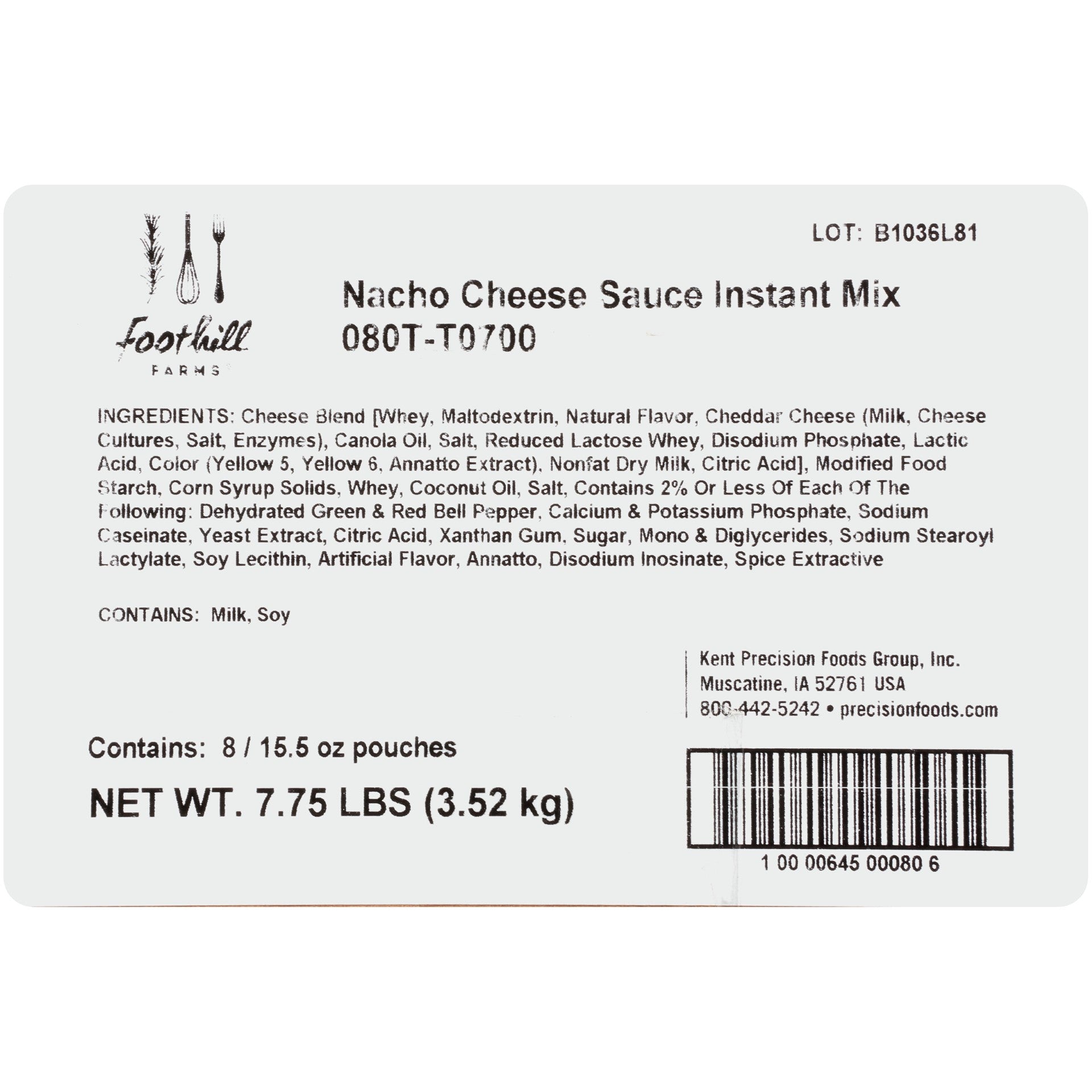 Foothill Farms Nacho Cheese Sauce Mix16 Ounce Size - 8 Per Case