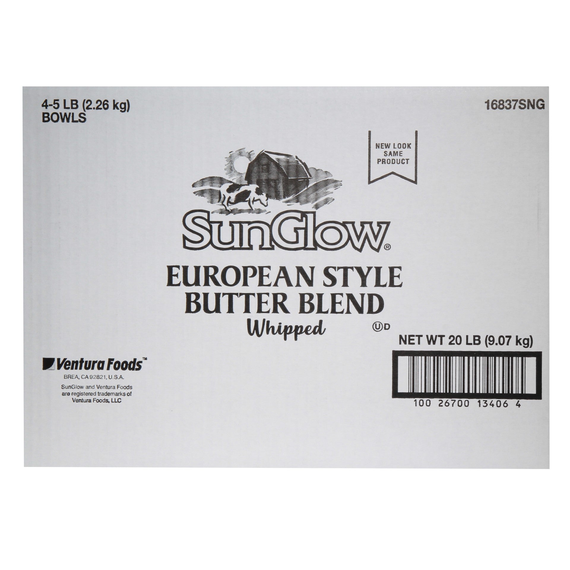 Sun Glow Zero S Trans Fat European Stylewhipped Butter Blend 5 Pound Each - 4 Per Case
