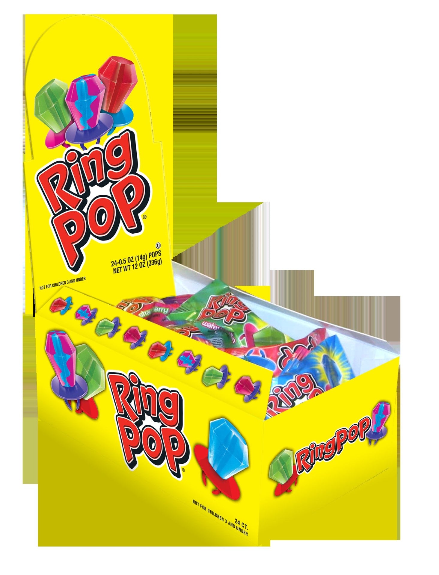 The Bazooka Company Fruit Ring Pop Display Box .5 Ounce Size - 576 Per Case