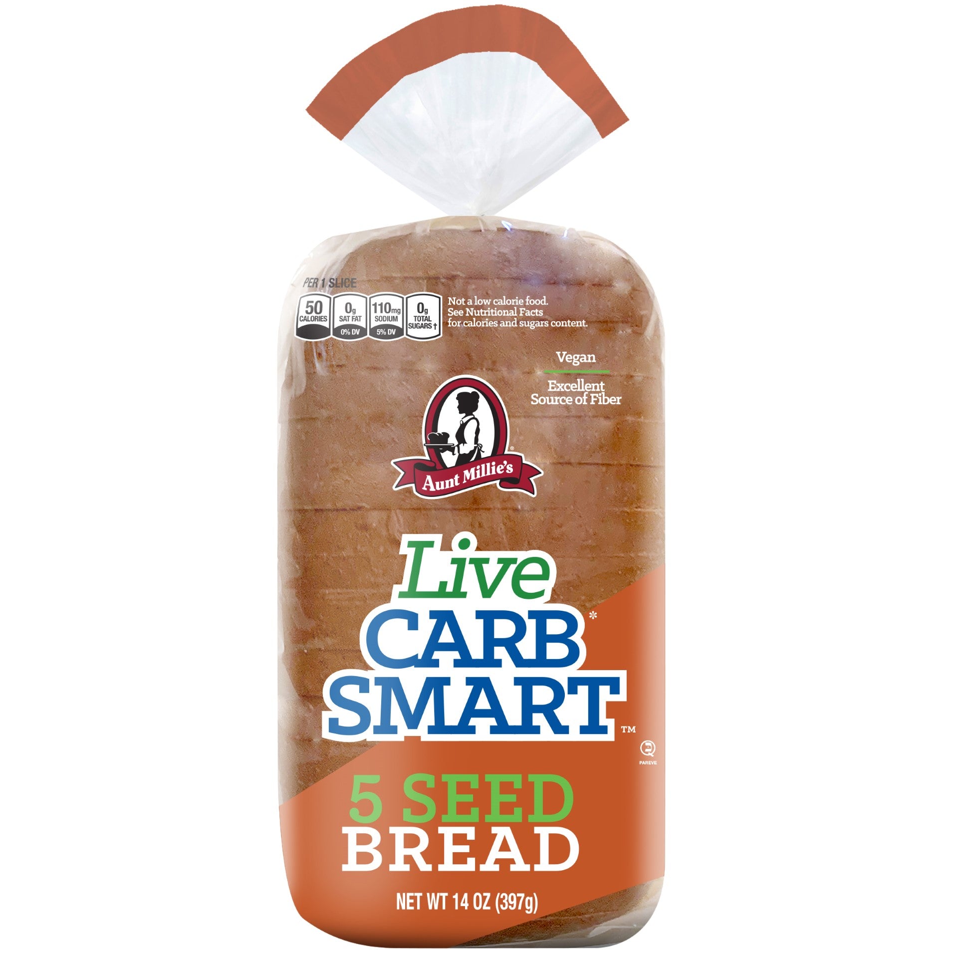 Live Carb Smart Five Seed Bread 14 Ounce Size - 6 Per Case