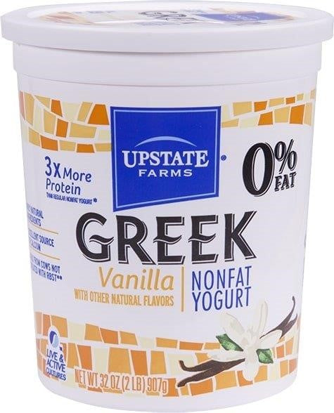 Upstate Farms Greek Vanilla Nonfat Yogurt 32 Ounce Size - 6 Per Case
