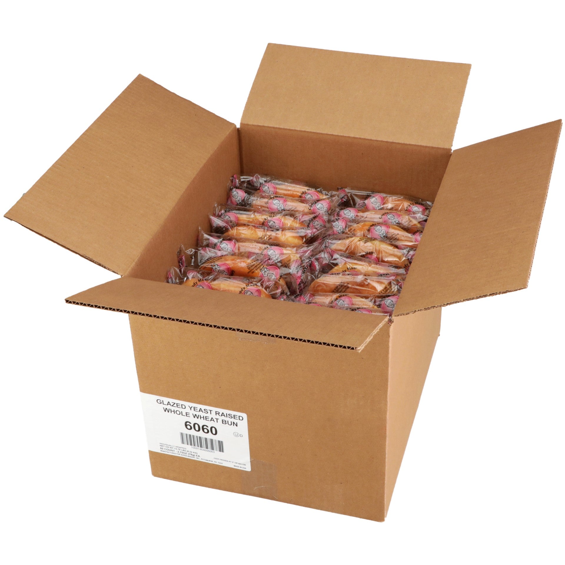 Super Bakery Individually Wrapped Whole Grainlightly Glazed Cinnamon Bun 2.8 Ounce Size -