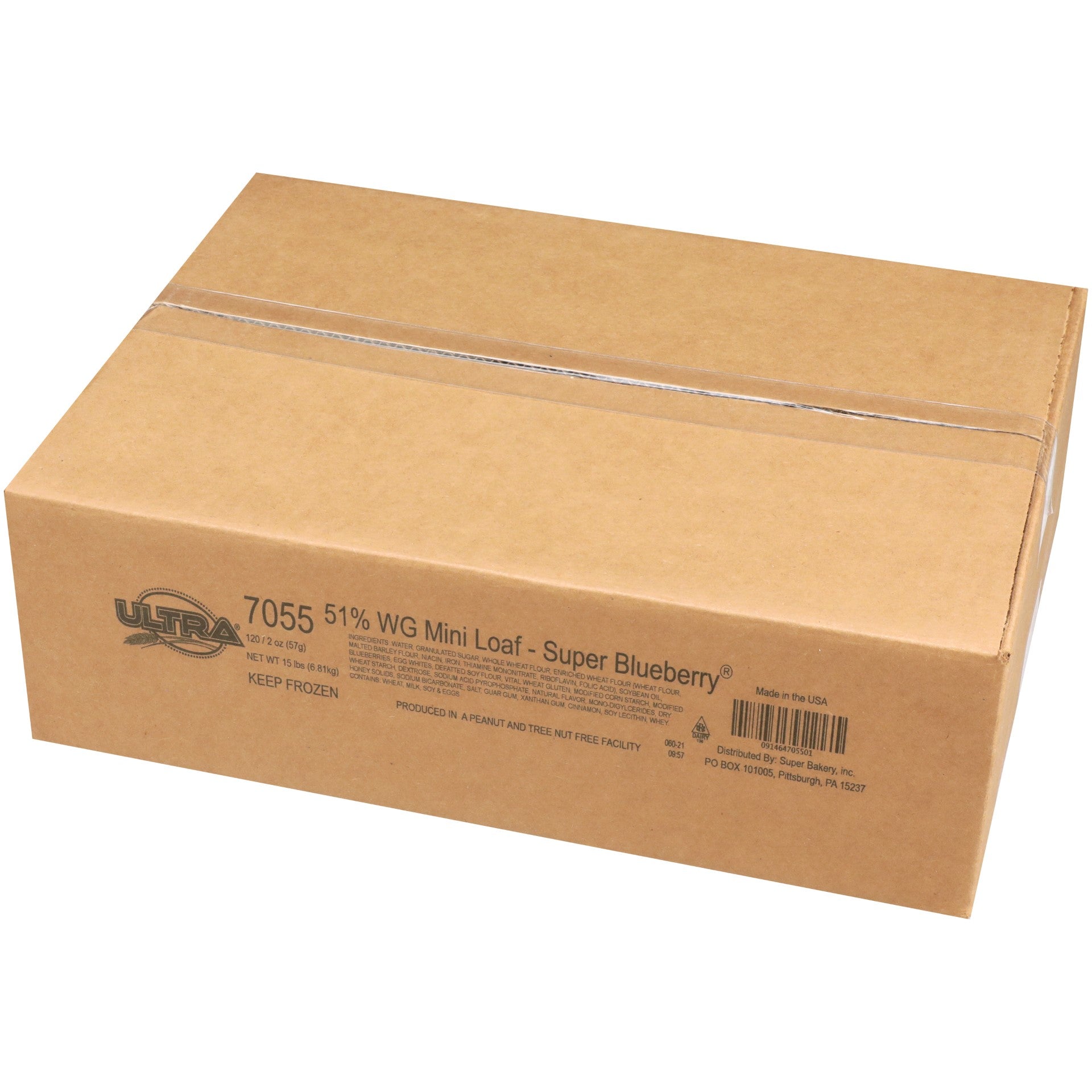 Super Bakery Ultra Individually Wrapped Wholegrain Super Blueberry Mini Loaf 2.05 Ounce Size -