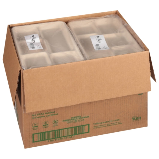 Tellus No Pfas Added 5-Compartment Tray, 400 Count, 50 Each, 8 Per Case