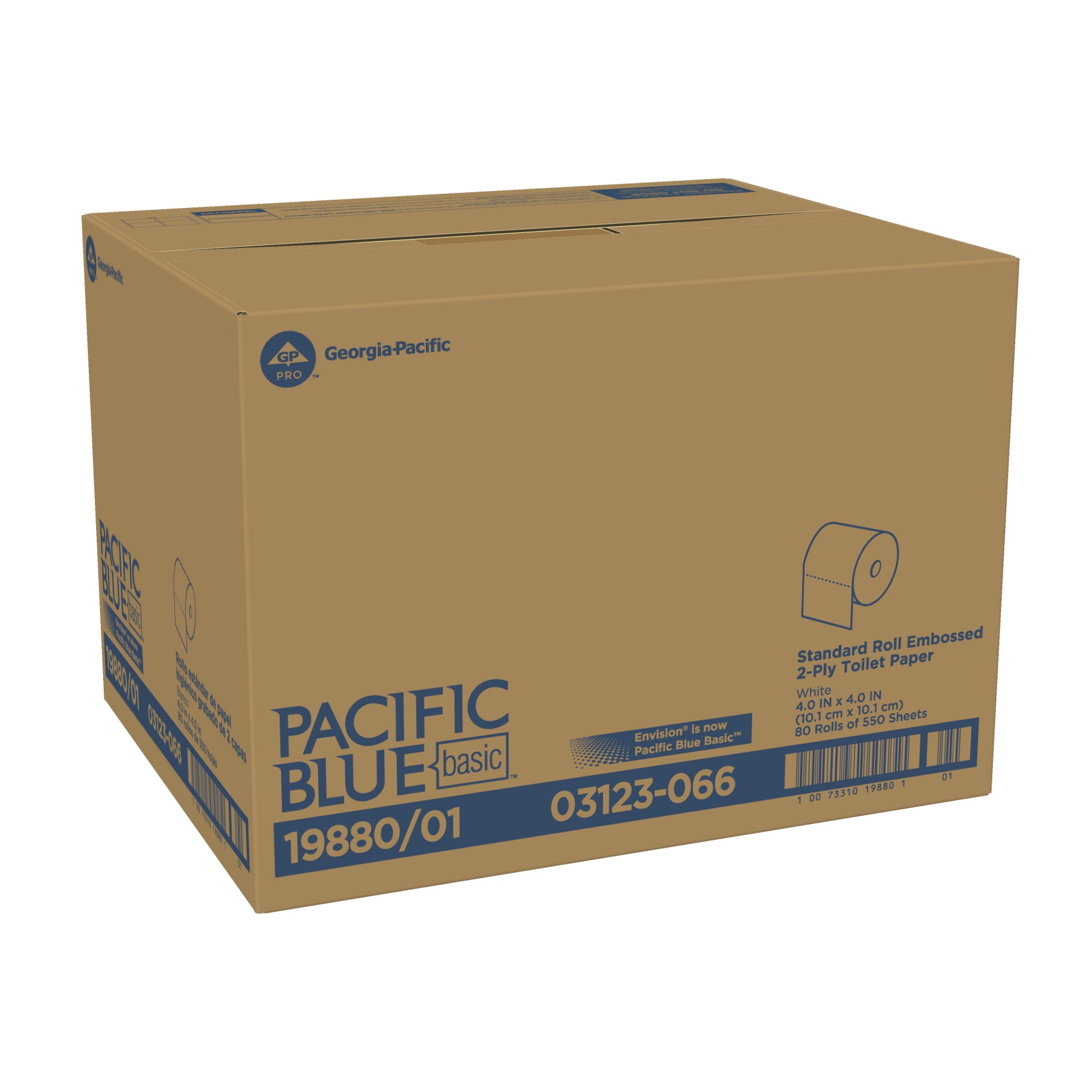 Pacific Blue Basic(R) Standard Roll Embossed2-Ply Toilet Paper By Gp Pro (Georgia-Pacific) 80 Roll