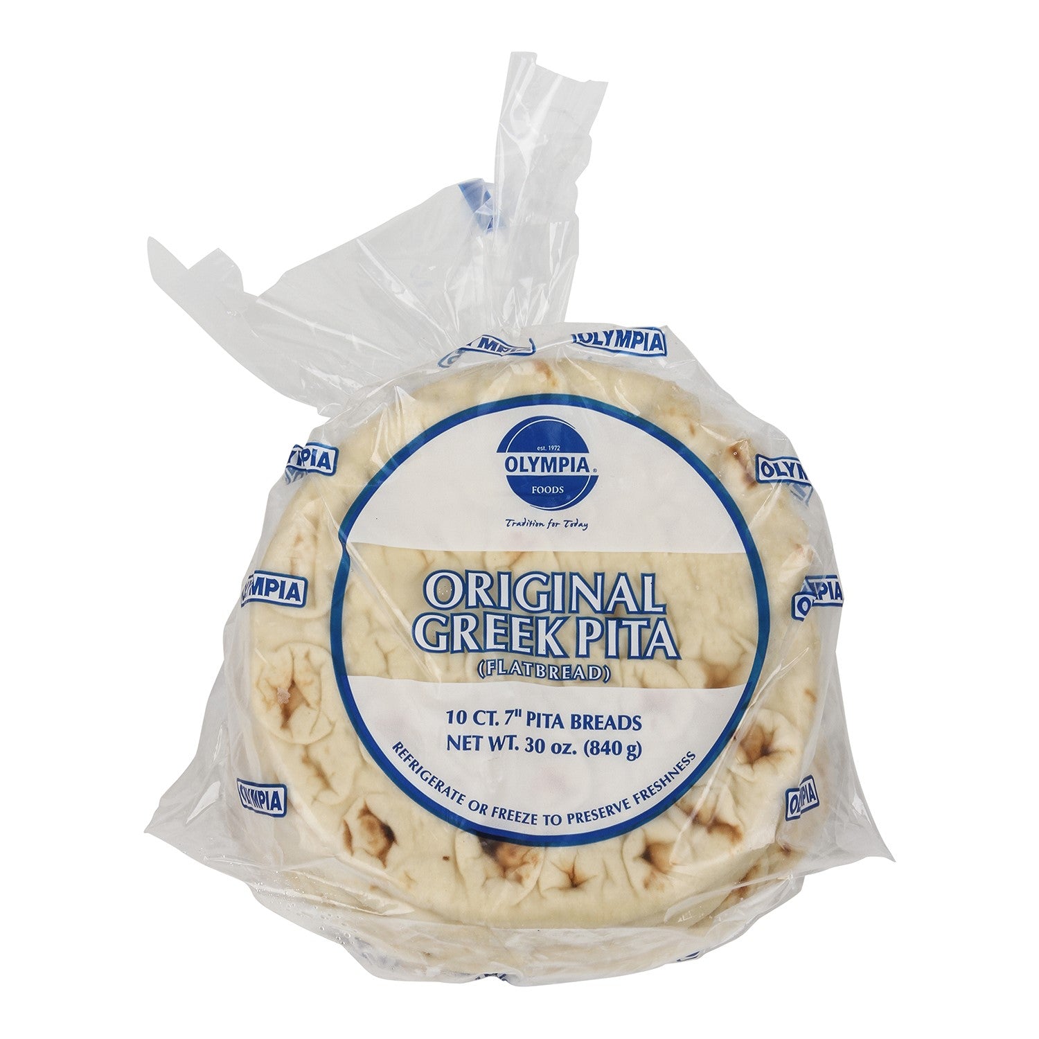 Olympia Foods Seven Inch Original Greek Pita 3 Ounce Size - 120 Per Case