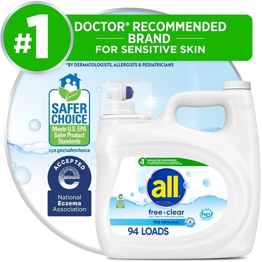 Dial Corporation All Laundry Free And Clear, 118 Fluid Ounce, 4 Per Case