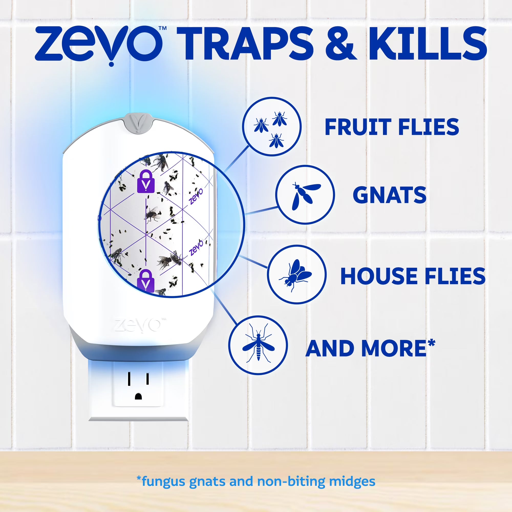 Zevo Flying Insect Trap Full Size - 1 Plug In Device & 1 Refill Cartridge, 1 Count, 4 Per Case