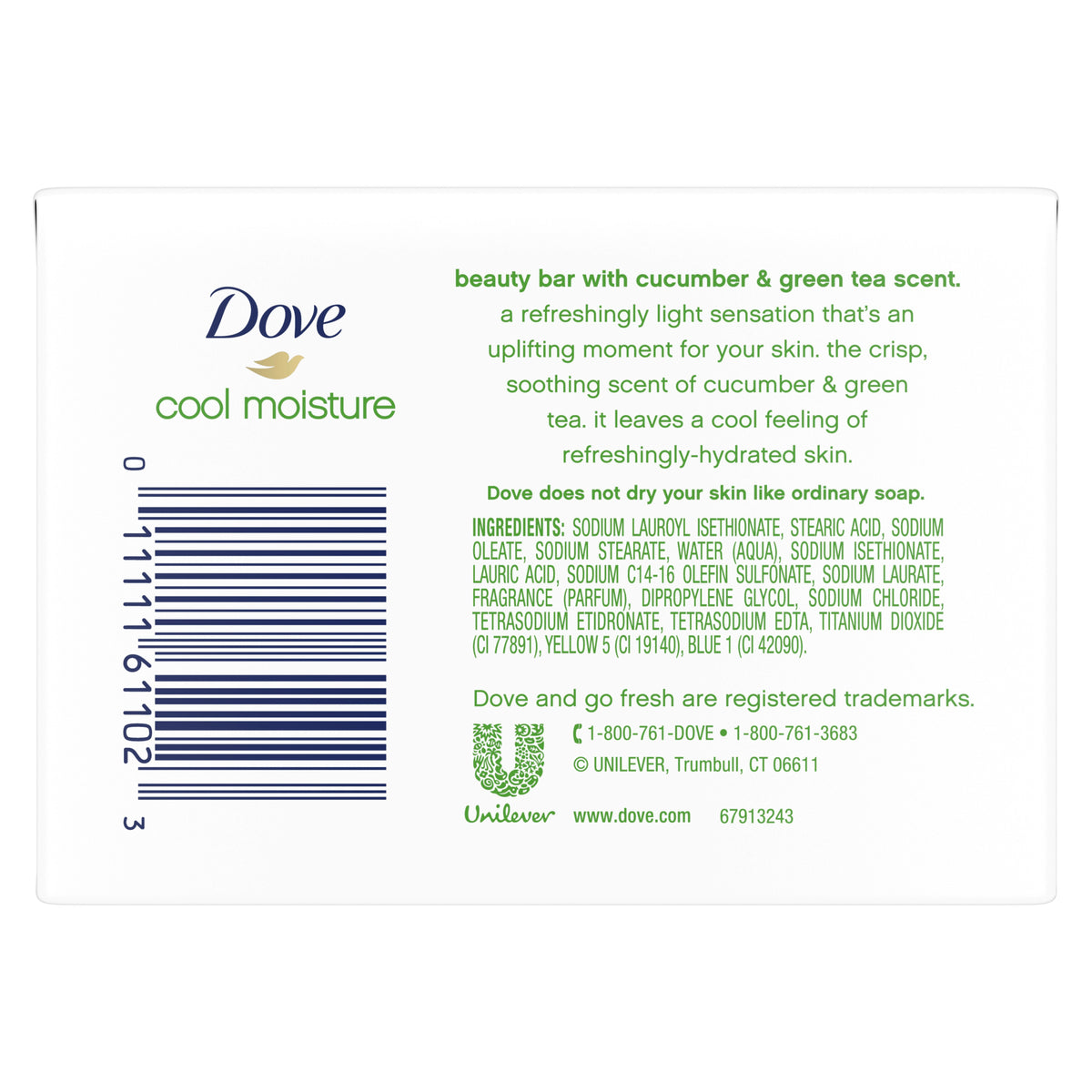 Unilever Retail - Dove Soap Bar Go Fresh Cool Moisture 24 212 Gr - 7.5 Ounce - 24 Per Case