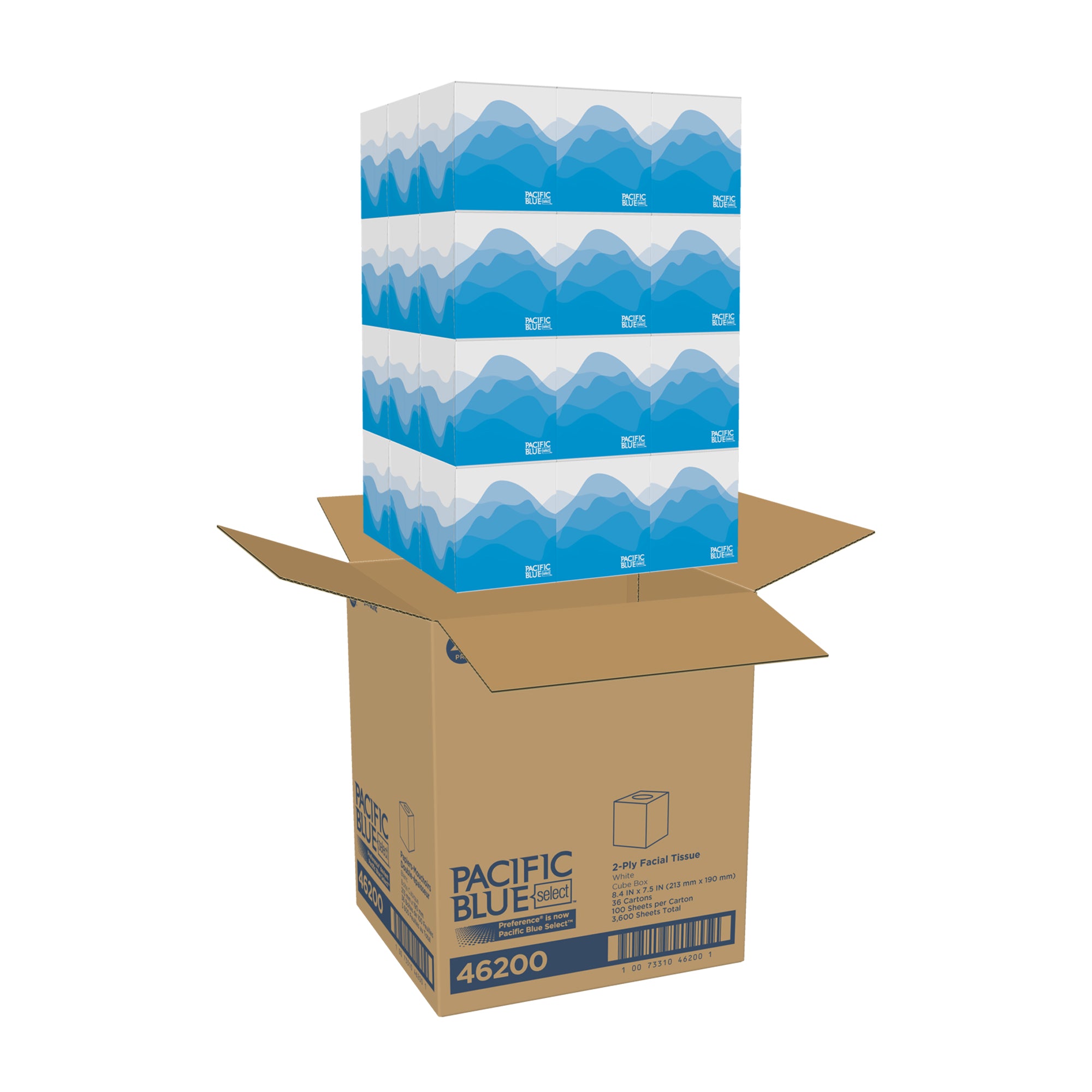 Pacific Blue Select 2-Ply Facial Tissue By Gp Pro (Georgia-Pacific) Cube Box 36 Boxes Per Case