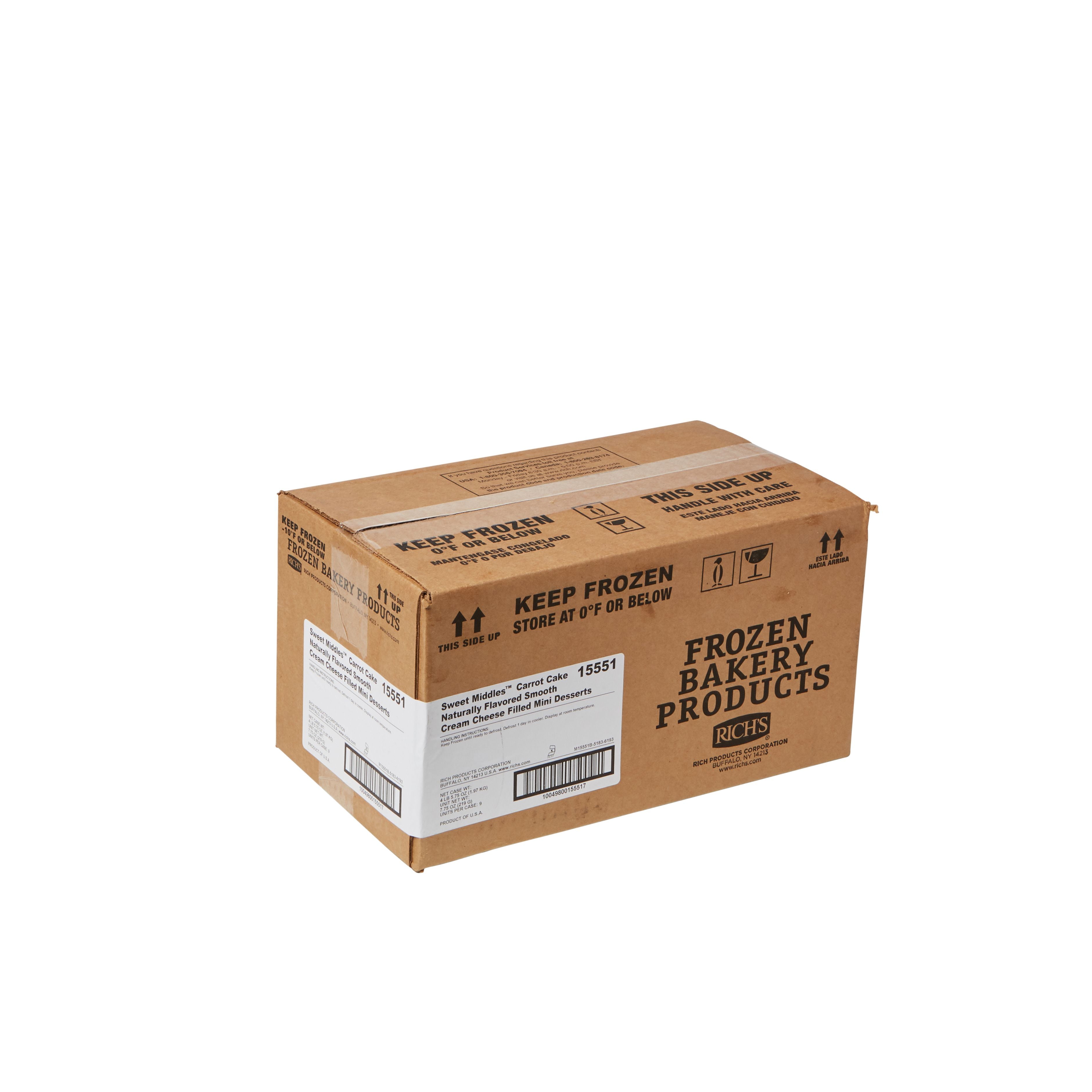Our Specialty Rich's Carrot Cake With Cream Cheese Filling .484 Pound Each - 9 Per Case