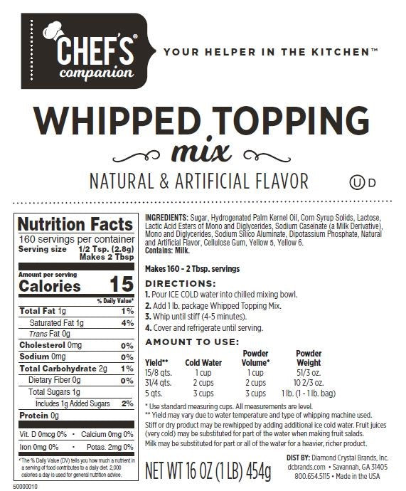 Chefs Companion Whipped Topping Mix 1 Pound Each - 12 Per Case