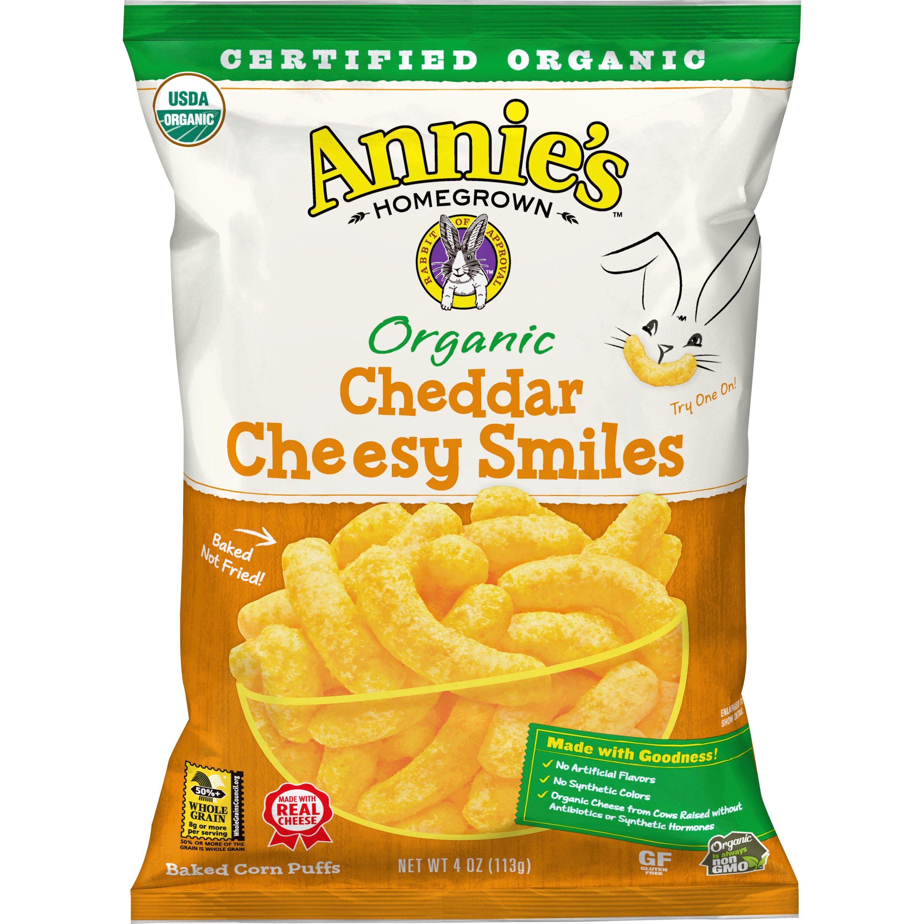 Annie's Cheesy Baked Corn Puffs Organic Cheddar (ct)4 Ounce Size - 12 Per Case