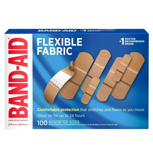 Kenvue Babab Flexible Fabric Assorted Sizes Bandages Box 4 - 3 - 100 Cnt - 100 Count - 12 Per Case