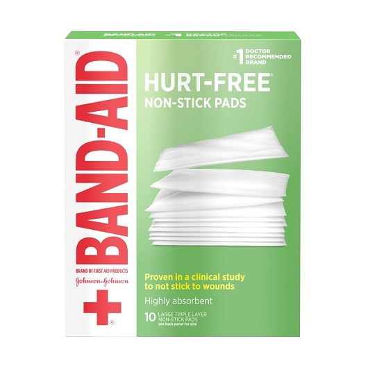 Kenvue Johnson & Johnson Hurt-free Non-stick High Absorbent Triple Layer Pad Large Antiseptic Spray 8 - 3 - 10 Count - 24 Per Case