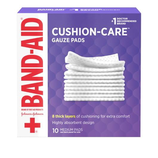 Kenvue Johnson & Johnson Cushion Care Medium 8 Thick Layers Pad Medium Gauze Box 8 - 3 - 10 Cnt - 10 Count - 24 Per Case
