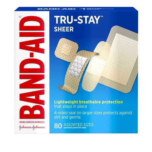 Kenvue Band Aid Tru-stay Sheer Assorted Sizes Bandages Box 8 - 3 - 80 Cnt - 80 Count - 24 Per Case