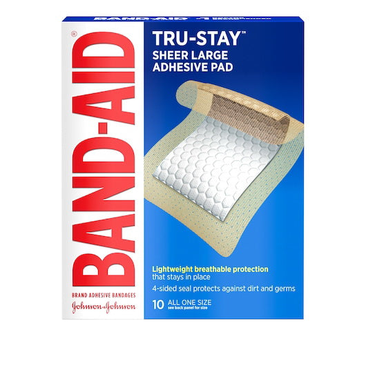 Kenvue Band Aid Tru Stay Adhesive Pad Large Bandages Box 8 - 3 - 10 Cnt - 10 Count - 24 Per Case