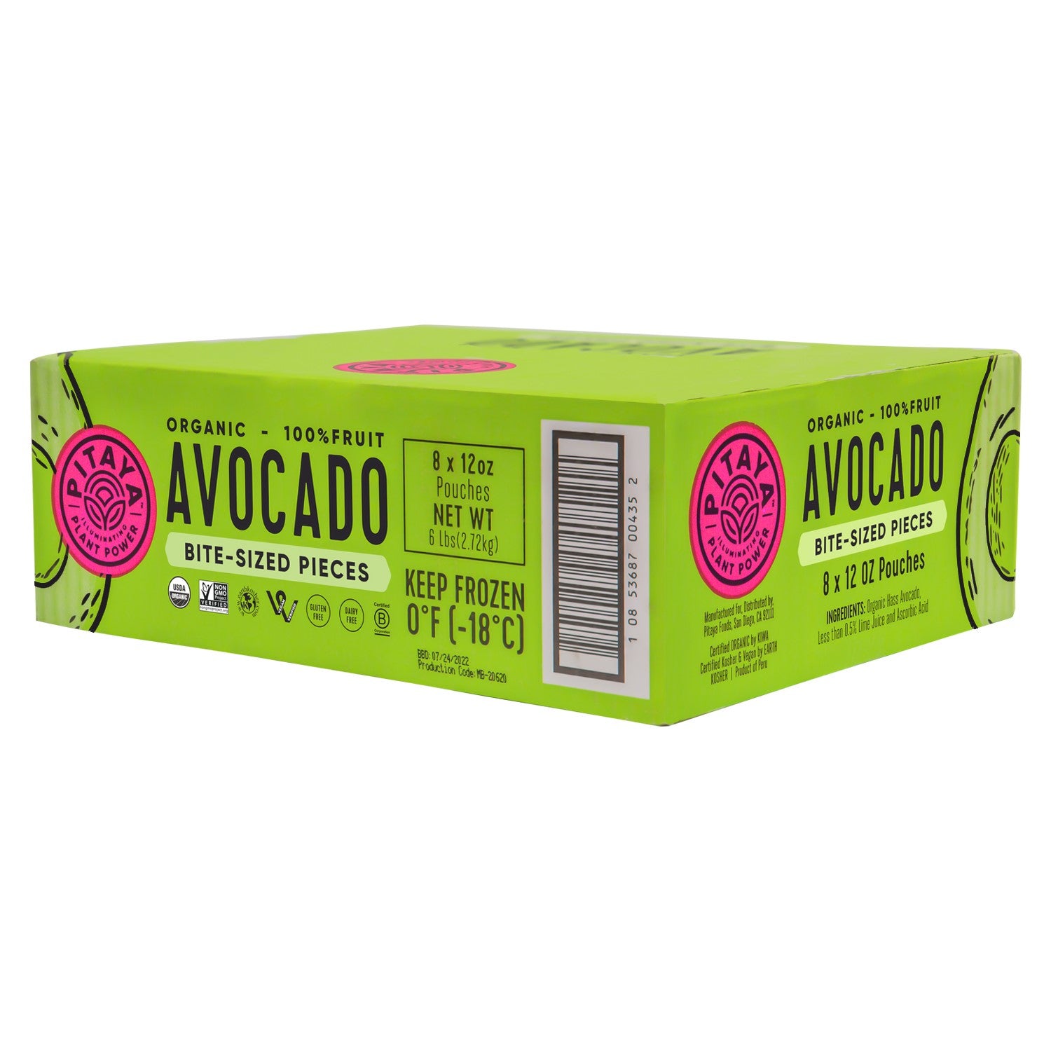 Pitaya Plus Organic Avocado Pieces 12 Ounce Size - 8 Per Case