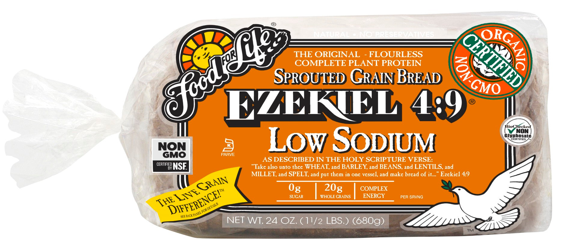 Food For Life Organic Ezekiel : Low Sodiumsprouted Whole Grain Bread 24 Ounce Size - 6