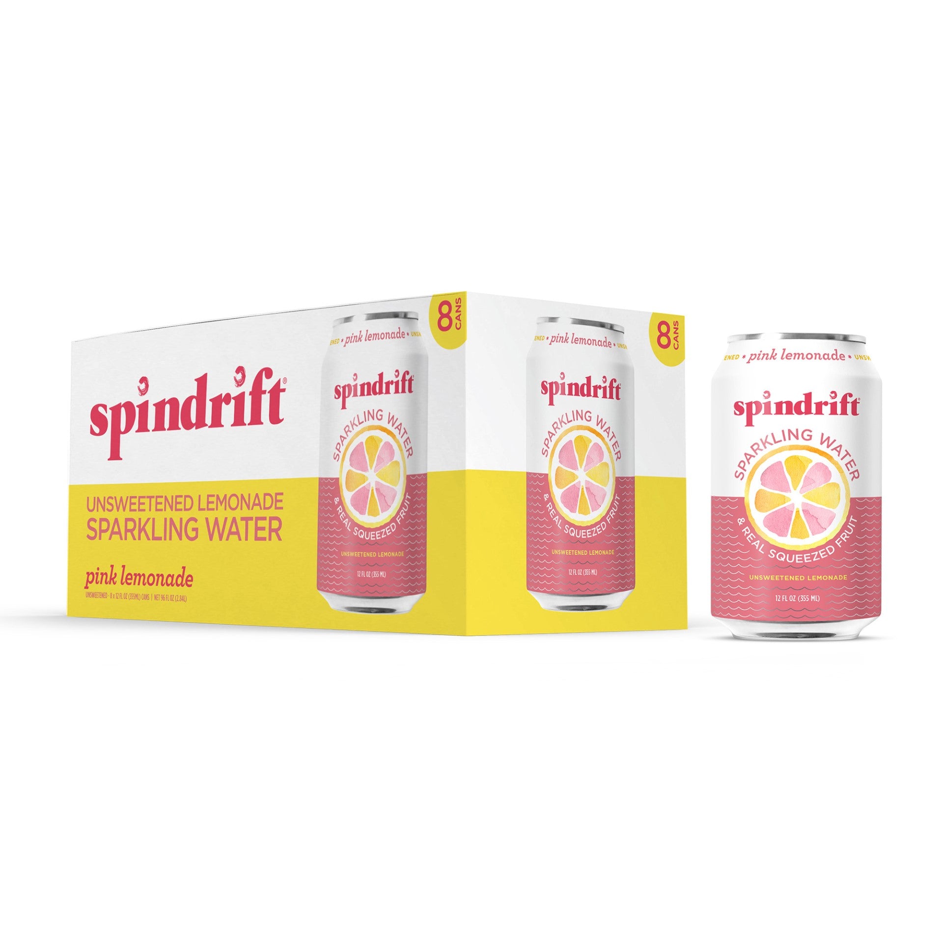 Spindrift Pink Lemonade Flavored Sparkling Water 12 Fluid Ounce - 24 Per Case