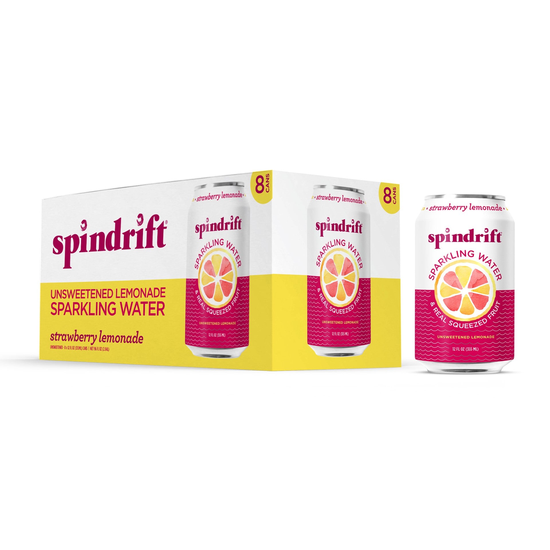 Spindrift Strawberry Lemonade Flavored Sparkling Water 12 Fluid Ounce - 24 Per Case