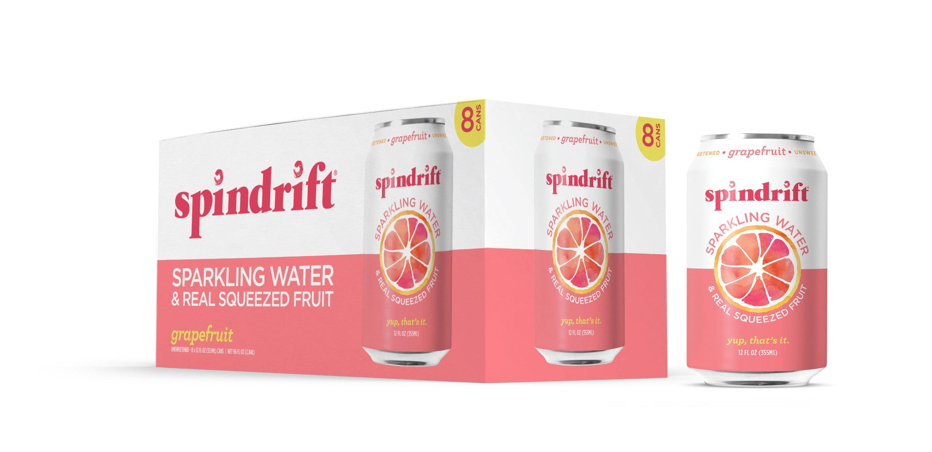 Spindrift Grapefruit Flavored Sparkling Water 12 Fluid Ounce - 24 Per Case