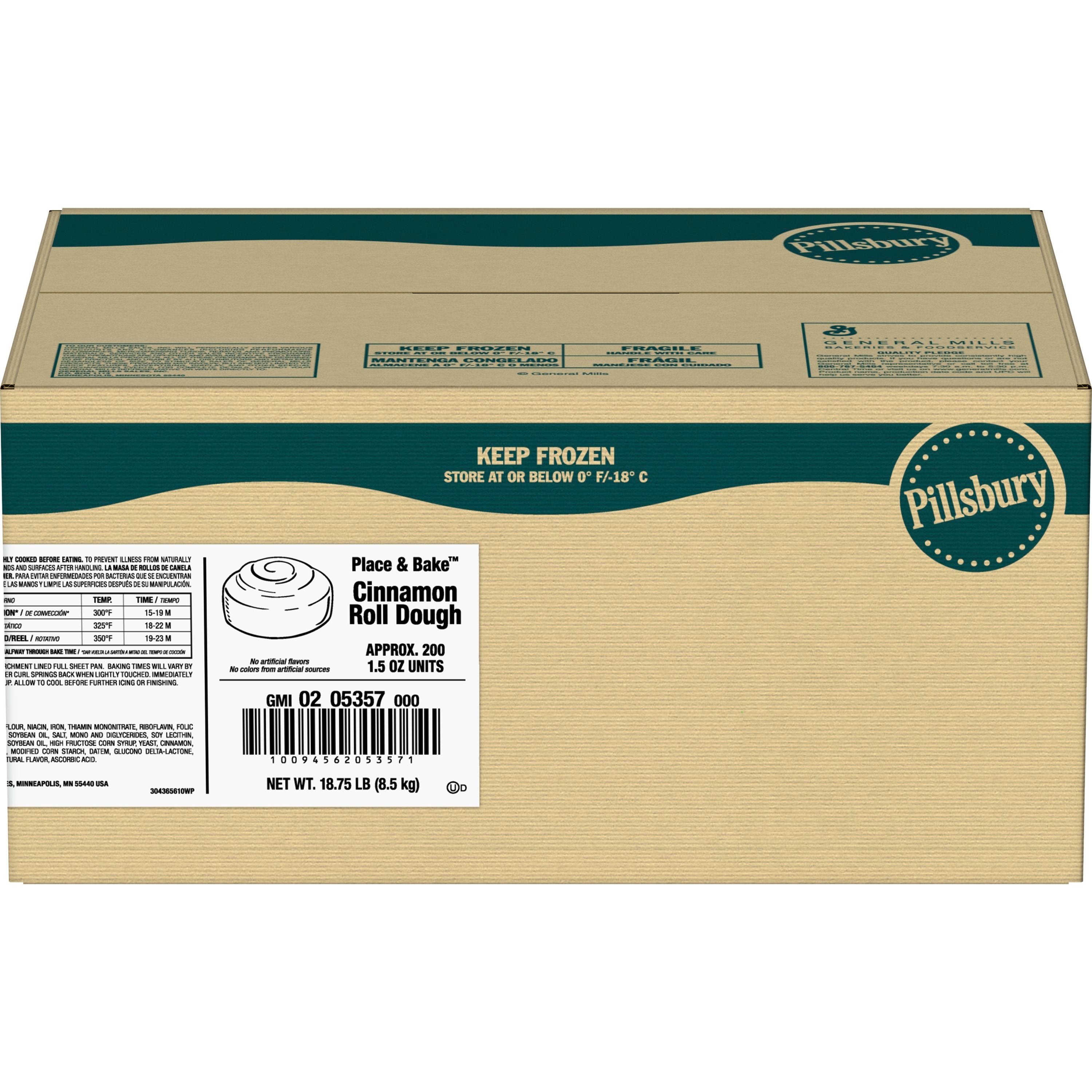 Pillsbury Supreme Frozen Cinnamon Roll Doughbulk Cinnamon 1.5 Ounce Size - 200 Per Case