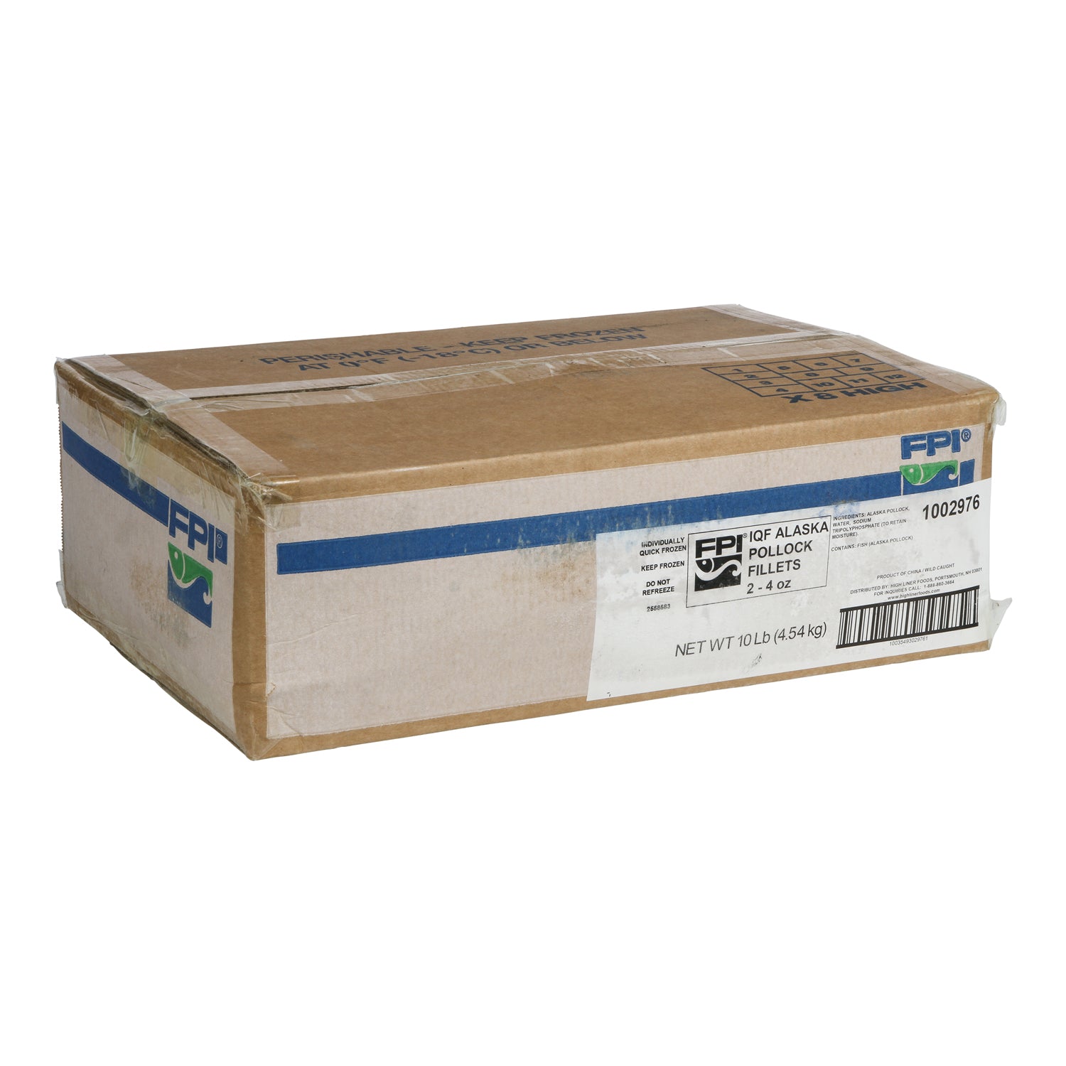 Iqf Pollock Fillets Msc 10 Pound Each - 1 Per Case