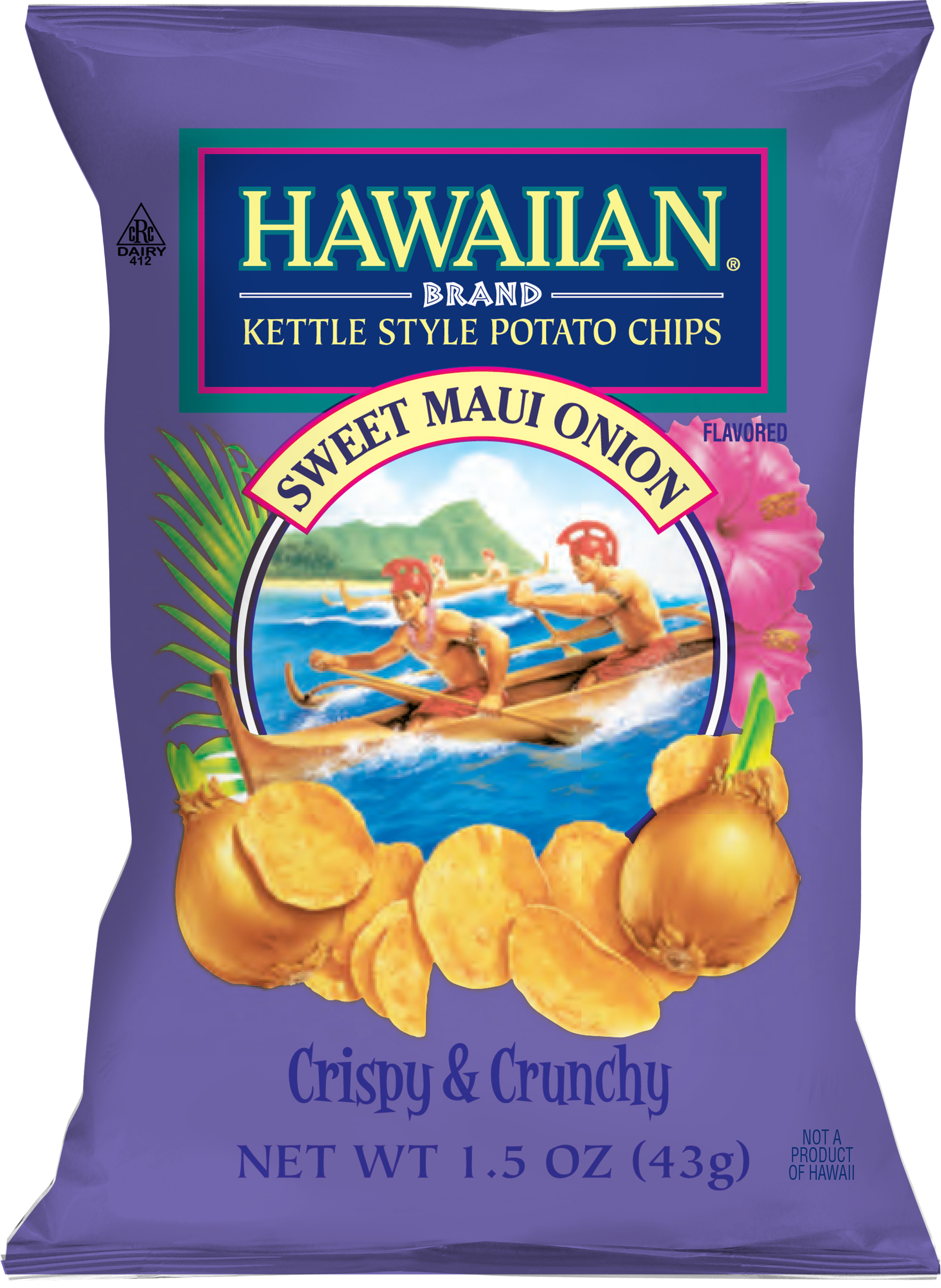 Hawaiian Maui Onion Kettle Chip 1.5 Ounce Size - 48 Per Case