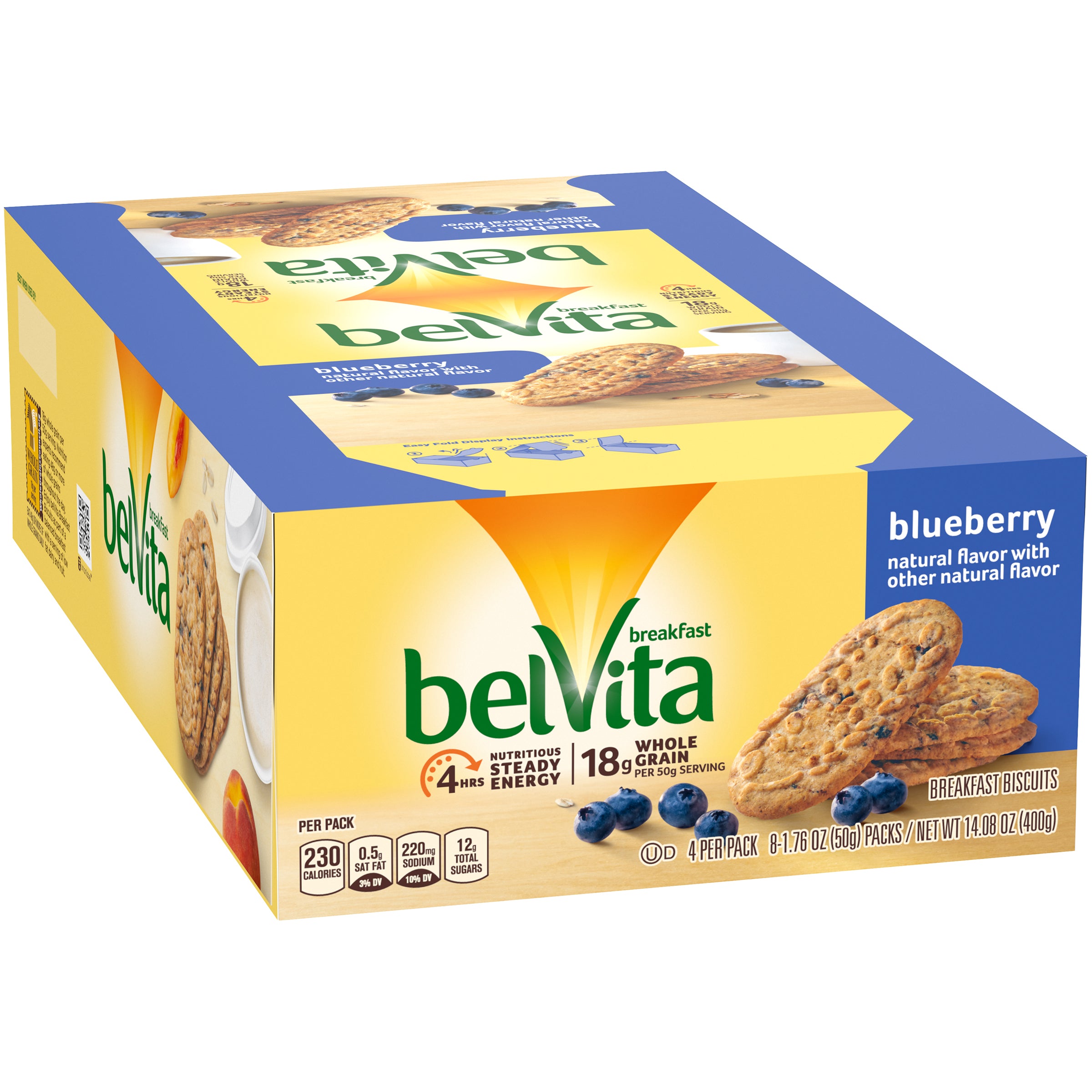 Nabisco Belvita Breakfast Biscuit Blueberry Cookies 1.76 Ounce Size - 64 Per Case