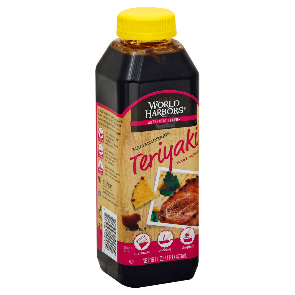 World Harbor Maui Mountain Teriyaki Marinade and Sauce - Case of 6 - 16 Fl Ounce.