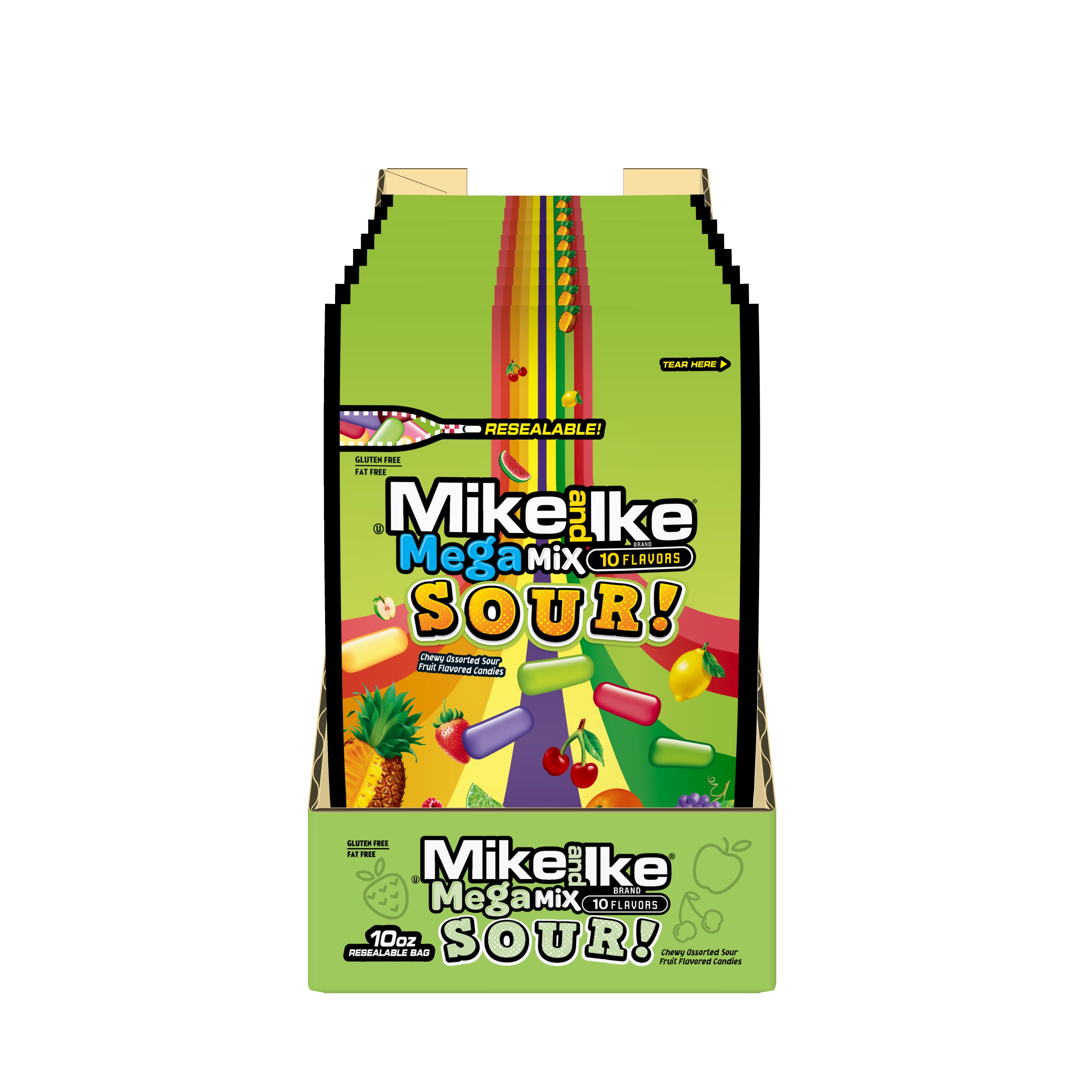 Mike And Ike(R)Mega Mix Sour Stand Up Bag Drc 10 Ounce Size - 8 Per Case