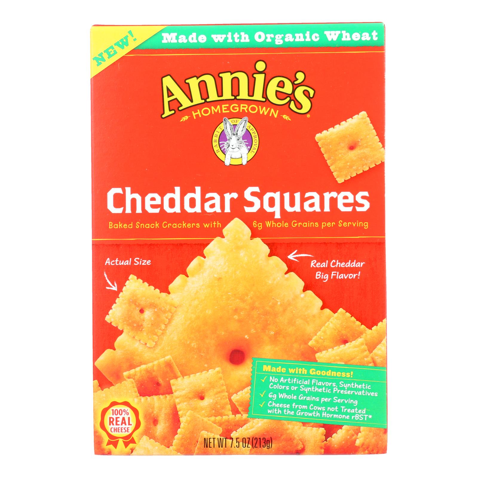 Annie's Homegrown - Cracker Chedder Sqrs - Case of 12-7.5 Ounce.