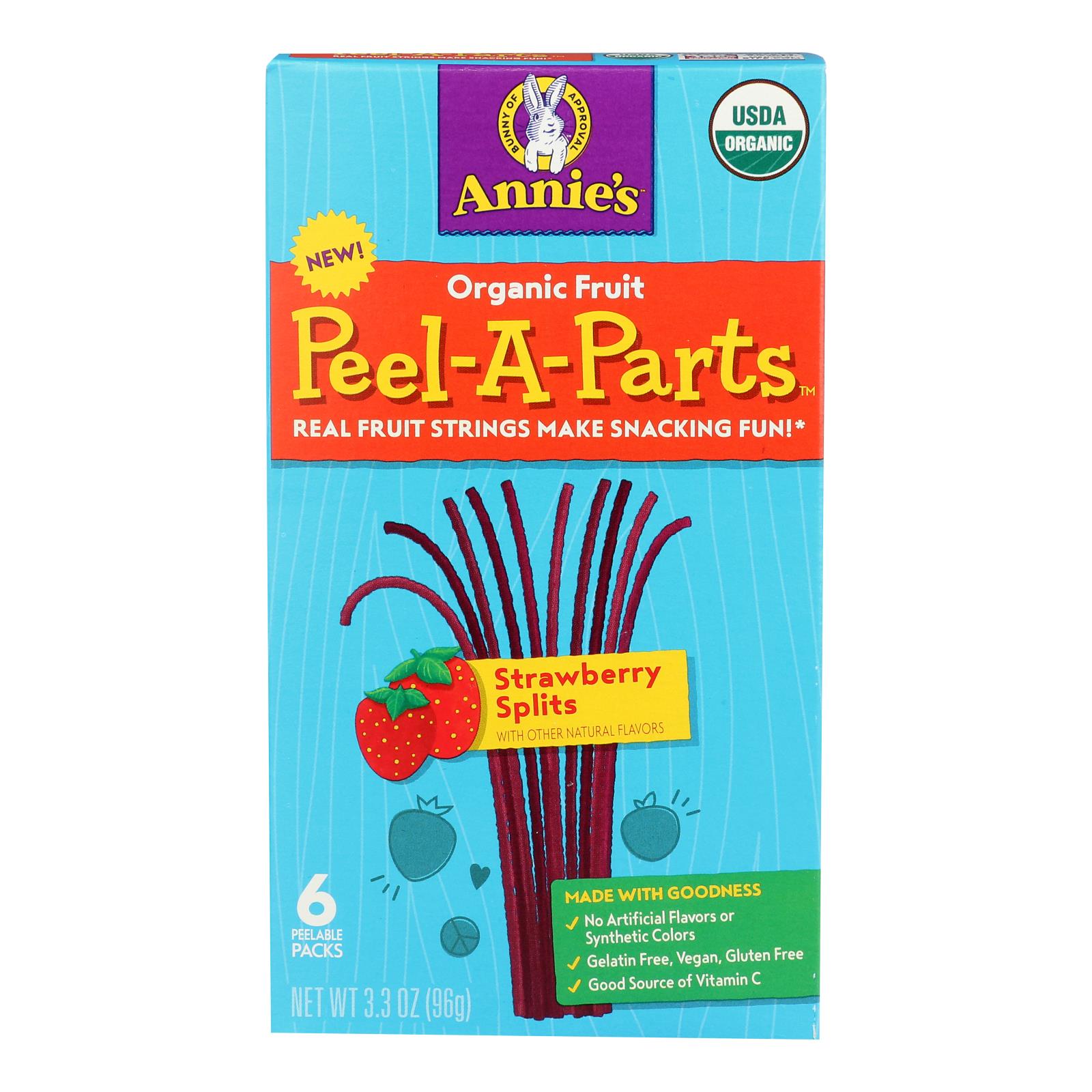 Annie's Homegrown - Peel-A-Part Fruit Snacks Strawberry Peel - Case of 8 - 3.3 Ounce