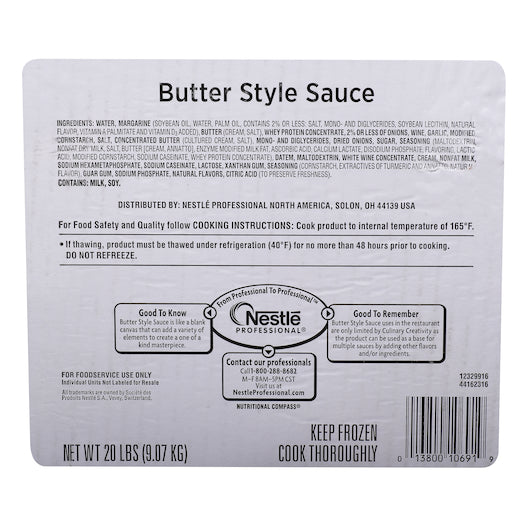 Nestle Non-Exclusive Butter Style Sauce Concentrate Pouches 5 Pound Each - 4 Per Case.