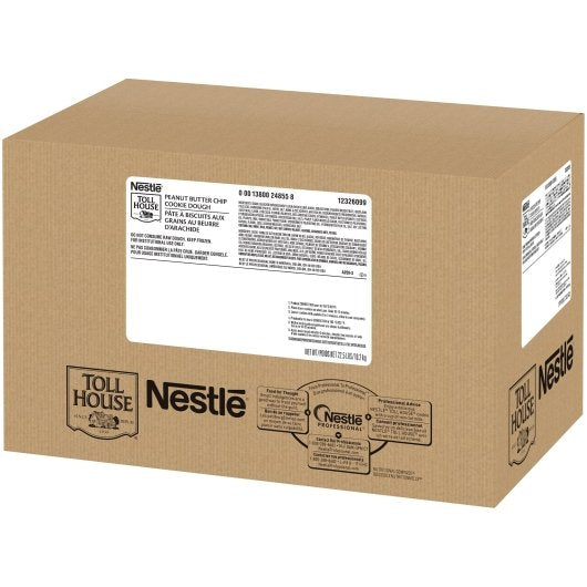 Nestle Professional Tollhouse Peanut Butter Cookie Dough 240 Count 22.5 Pound Each - 1 Per Case.