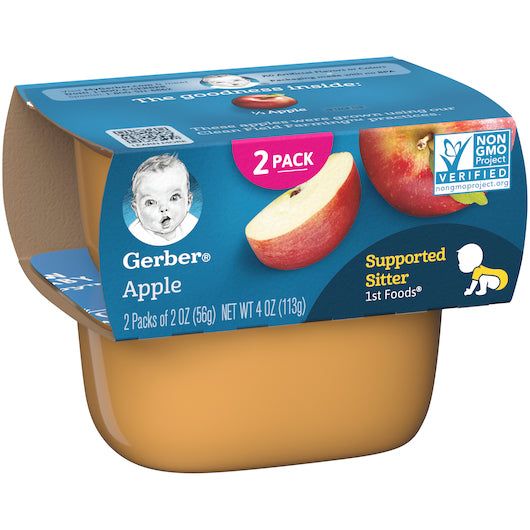 (2 Pack of 2 Oz) Gerber 1st Foods Apple Baby Food 4 Ounce Size - 8 Per Case.