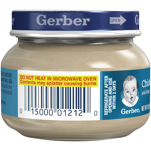 Gerber 2nd Foods Chicken And Gravy Baby Food Jars 2.5 Ounce Size - 10 Per Case.